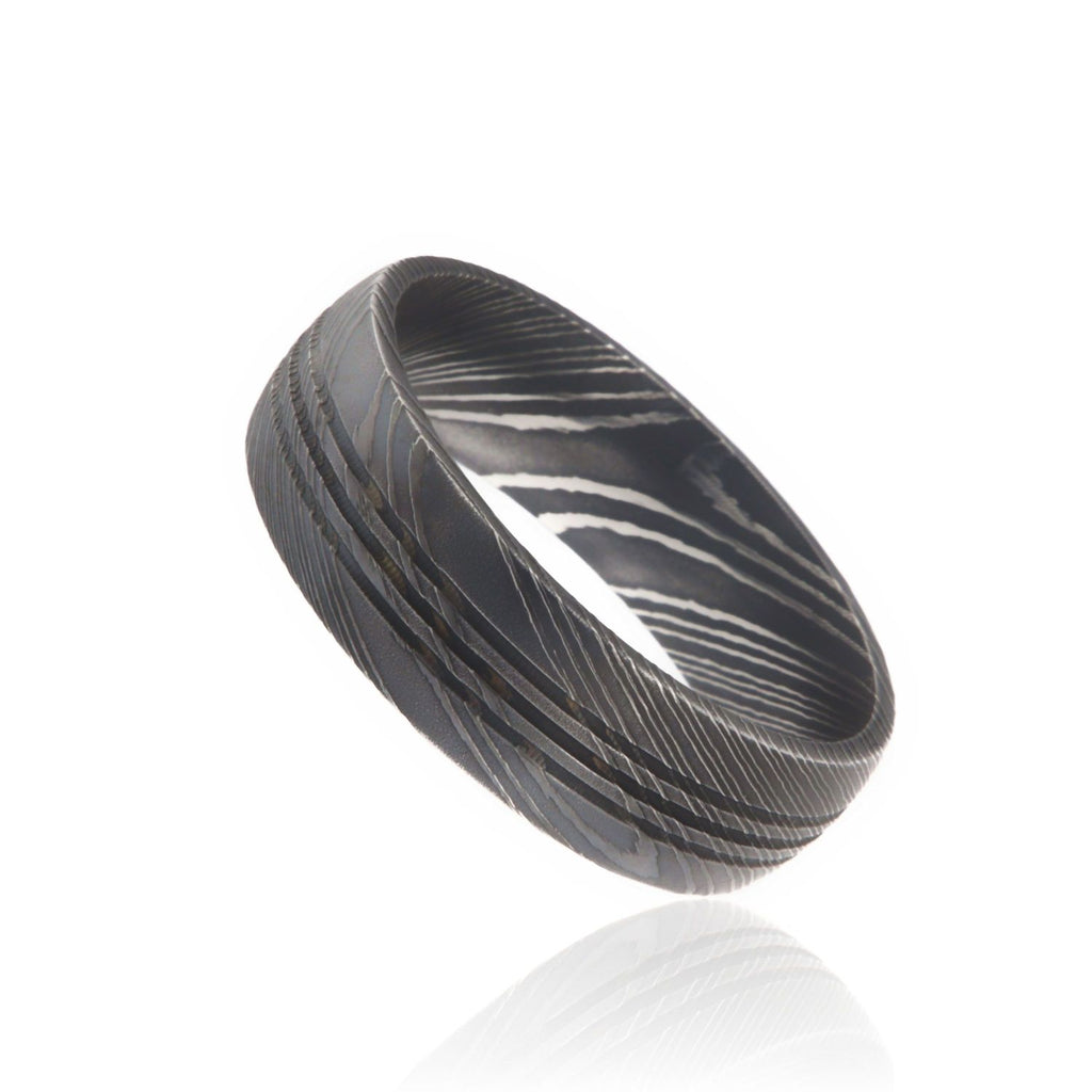 Men's Damascus Rings Premium Damascus Wedding Bands 7mm Wide Comfort Fit USA Made