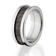 8mm Carbon Fiber Rings w/ High Polish Finish, Carbon Fiber Wedding Rings:8F Ti P