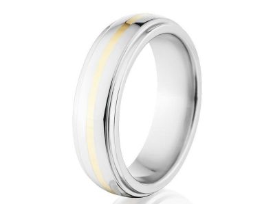 Two Toned Cobalt and 14k Gold Wedding Band -Premium Cobalt Wedding Ring