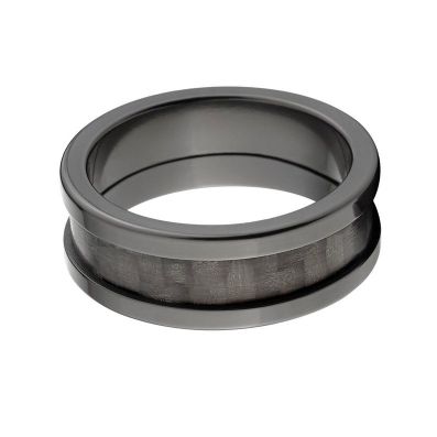8mm Black Zirconium Carbon Fiber Rings w/ High Polish Finish: BZ-8F-CarbonFiber