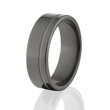 All Black Wedding Rings, USA Made, 7mm Black Zirconium Ring
