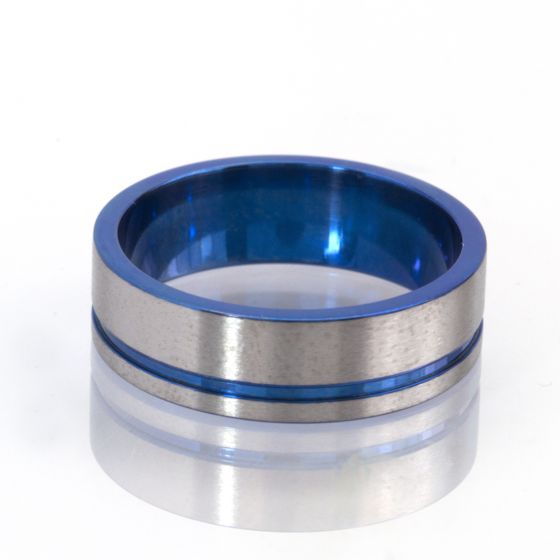 7mm Blue Anodized Titanium Ring, Titanium Rings