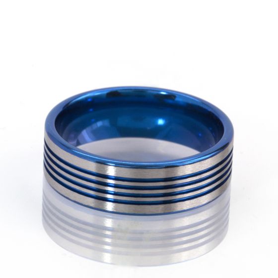 Anodized Blue Aerospace Grade Titanium Ring, 7mm Ring