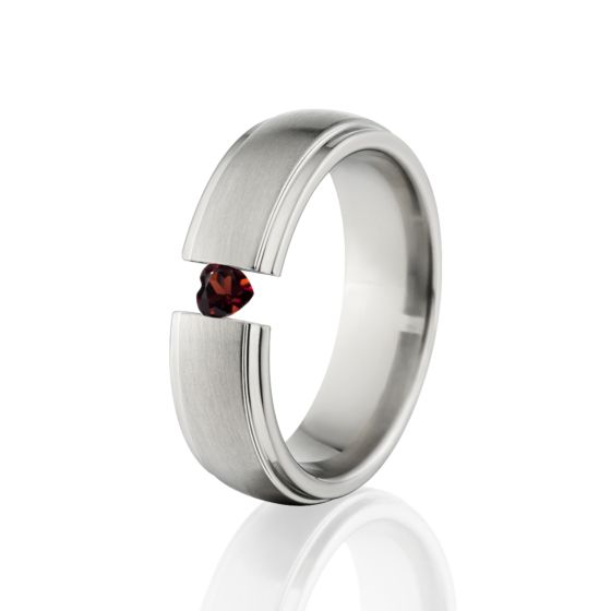 Heart Gemstone, Titanium, 7mm Ring