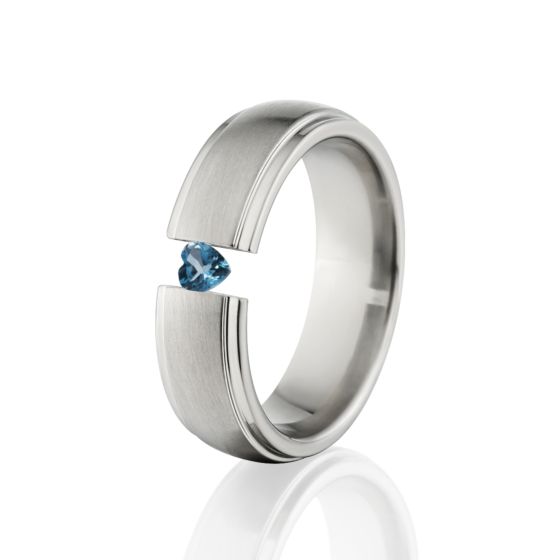 Heart Gemstone, Titanium, 7mm Ring