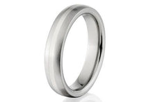 New 4mm Wide Titanium Ring, Sterling Silver Inlay Band: 4HR11GBR-SSINLAY