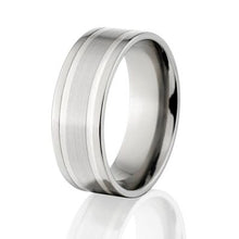 New 8mm Comfort Fit,Titanium Ring, Sterling Silver Inlay