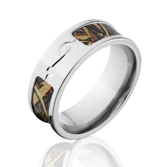 Max 5 Camo Wedding Rings, Titanium RealTree Camo Fishhook Ring