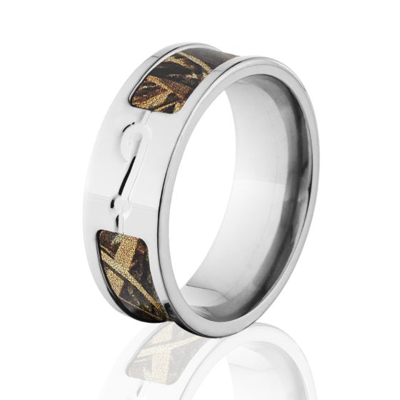 Max 5 Camo Wedding Rings, Titanium RealTree Camo Fishhook Ring