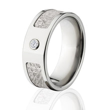 Titanium Meteorite Wedding Ring, Diamond Meteorite Bands