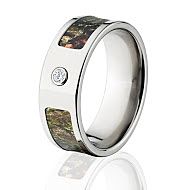 Mossy Oak Rings, Camouflage Wedding Band, Titanium Obsession Camo Ring w/ Diamond