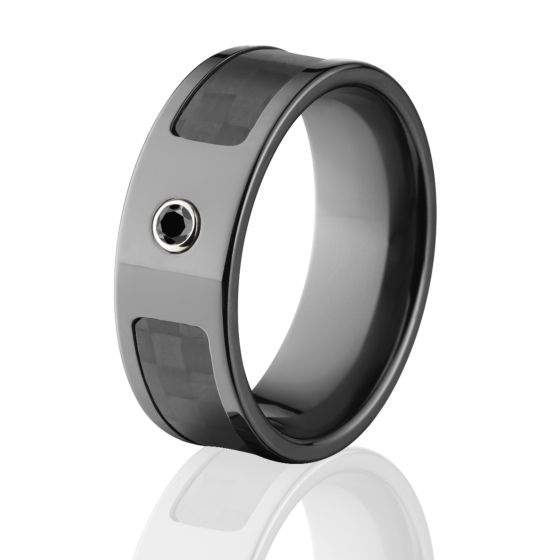 Black Diamond Carbon Fiber Rings, Custom Made Black Bands