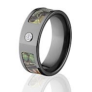Mossy Oak New Break Up Camo Rings, Camouflage Wedding Ring Set, New Break Up Black Zirconium Camo ri