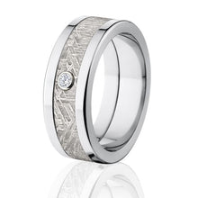 8mm Meteorite Wedding Ring, Diamond Meteorite Bands