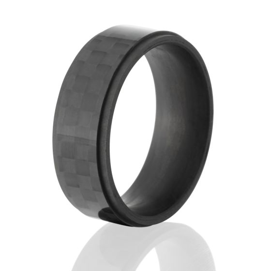 8mm Wide Raised Center Solid Carbon Fiber Ring