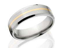 New 7mm Titanium Wedding Ring With 14k Yellow Gold Inlay, -SKU# 7B11G-BC