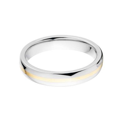 New 4mm Wide Titanium Wedding Ring With 14k Yellow Gold Inlay, Free Sizing Jewelry 4-17: 4HR11GBR-14KINLAY