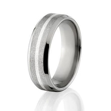 New 7mm Titanium Ring with Sterling Silver Inlay-7mm Titanium Wedding Band