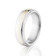 Cobalt Wedding Band w/ 14k Gold Inlay Wedding Band USA Made Cobalt Ring Mens Ring - 6HRRC11G-P-14k-Gold