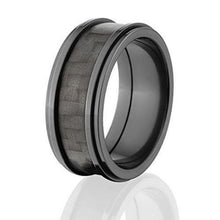 Black ZirconiumRing, Carbon Fiber Inlay Ring w/ High Polish Finish: 9RC BZ P