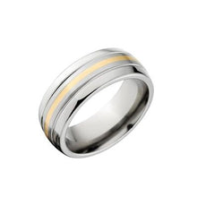 Cobalt Ring,14k Yellow Gold Inlay w/ polished and satin/brushed finish, Cobalt Wedding Band : COB-7HR2.5G11CG-B/P-14k Inlay