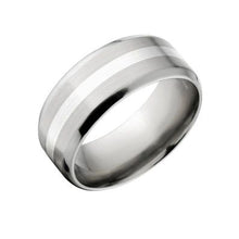 New 10mm Titanium Ring with Sterling Silver Inlay: 10FB12GBR-SSINLAY