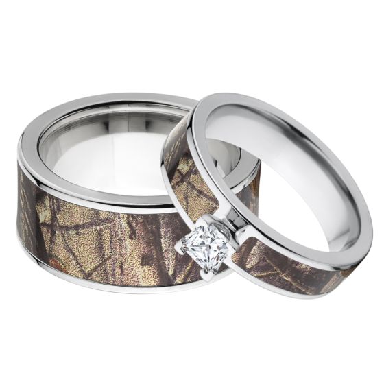 Outdoor His & Her's RealTree AP Camo Wedding Ring Set