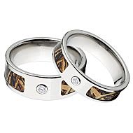 RealTree Max 5 Camo Rings, Camouflage Wedding Ring Set, RealTree Max 5 Titanium Camo rings w/ Diamon