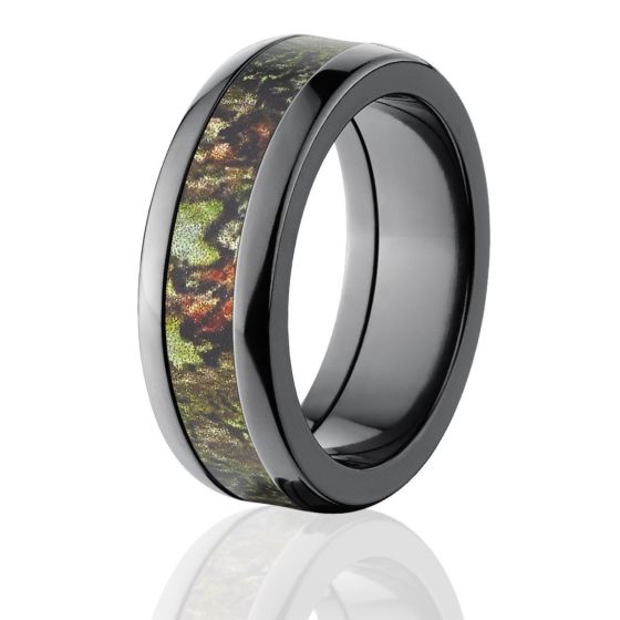 Black Mossy Oak Camouflage Rings, Camo Wedding Bands