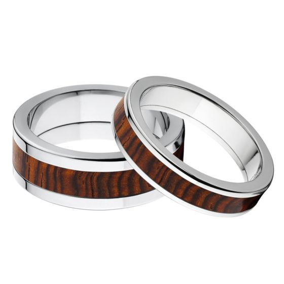 Exotic Wood Matching Ring Set, Cocobolo Rings, Wood Rings, USA Made