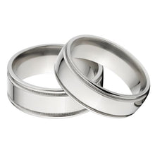 Millgrain Matching Titanium Ring Set, Couples Ring Sets