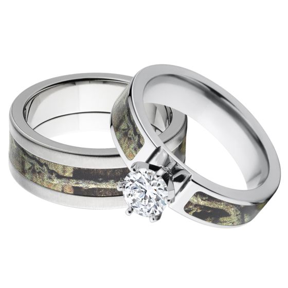 Outdoor Ring Sets Matching Mossy Oak Break Up Infinity Ring Set