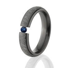 Sapphire, Black Zirconium, Tree Bark Finish, 5mm Ring