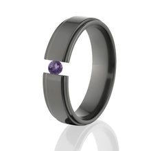 Black Tension Ring, Tension Ring, Alexandrite 6mm Ring