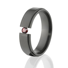 Garnet Black Ring, Black Zirconium, 6mm Ring