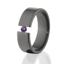 Alexandrite Black Ring, Tension Set Ring, 7mm Ring