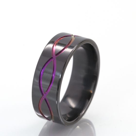 Black Zirconium Ring, 7mm Ring, Anodized Infinity Ring