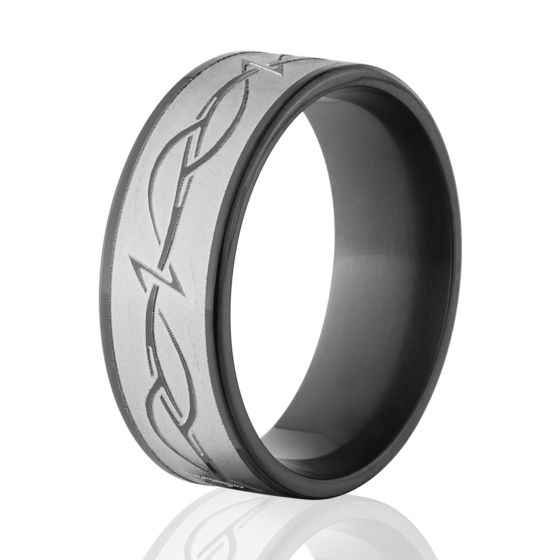 Two toned Ring, Tribal Ring, Black Zirconium Ring