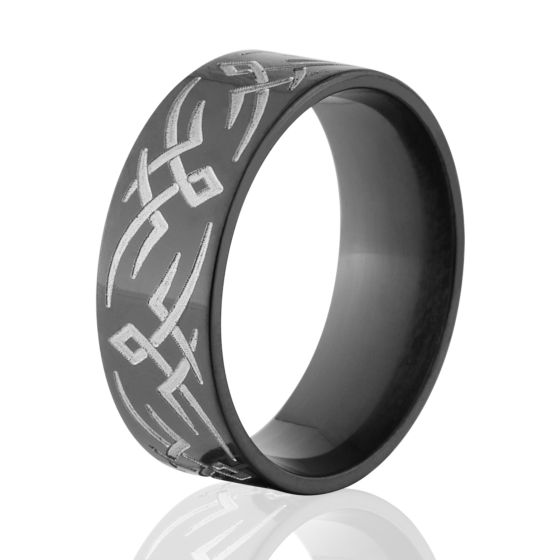 Two toned Ring, Tribal Ring, Black Zirconium Rings