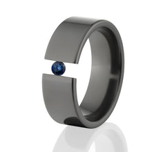 Flat Cut Tension Ring, Sapphire, 8mm Black Zirconium