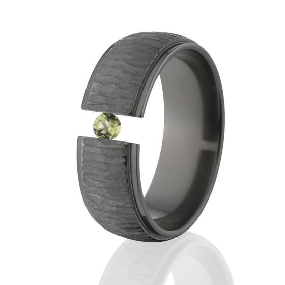 Peridot Black Tension Ring, Black Zirconium, 8mm Ring