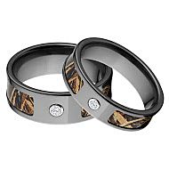 RealTree Max 5 Camo Rings, Camouflage Wedding Ring Set, RealTree Max 5 Black Zirconium Camo rings w/