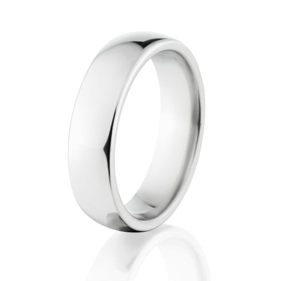 6mm Half Round White Gold Ring, 10k & 14k White Gold Rings, Comfort Fit Bands, USA MADE
