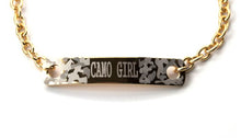 Camo Girl Jewelry, Camo Charm, Camo Bar Bracelet