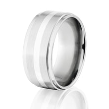 10mm Two Tone Men's Wedding Ring, Cobalt & Silver Band