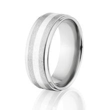 8mm Stone Finish Two-Tone Wedding Rings, Cobalt & Silver