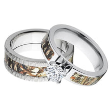 Outdoor His and Her's Wedding Ring Set, Duck Blind Camo Ring Set