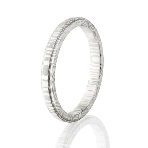 4mm Damascus Steel Ring, Damascus Wedding Bands