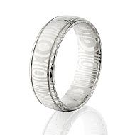 Rounded Damascus Steel Wedding Band, Damascus Rings