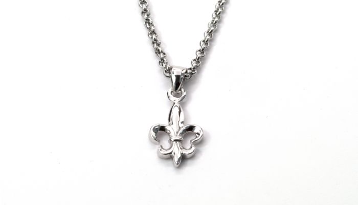 Sterling Silver Fleur De Lis Necklace, NFL Saints Jewelry
